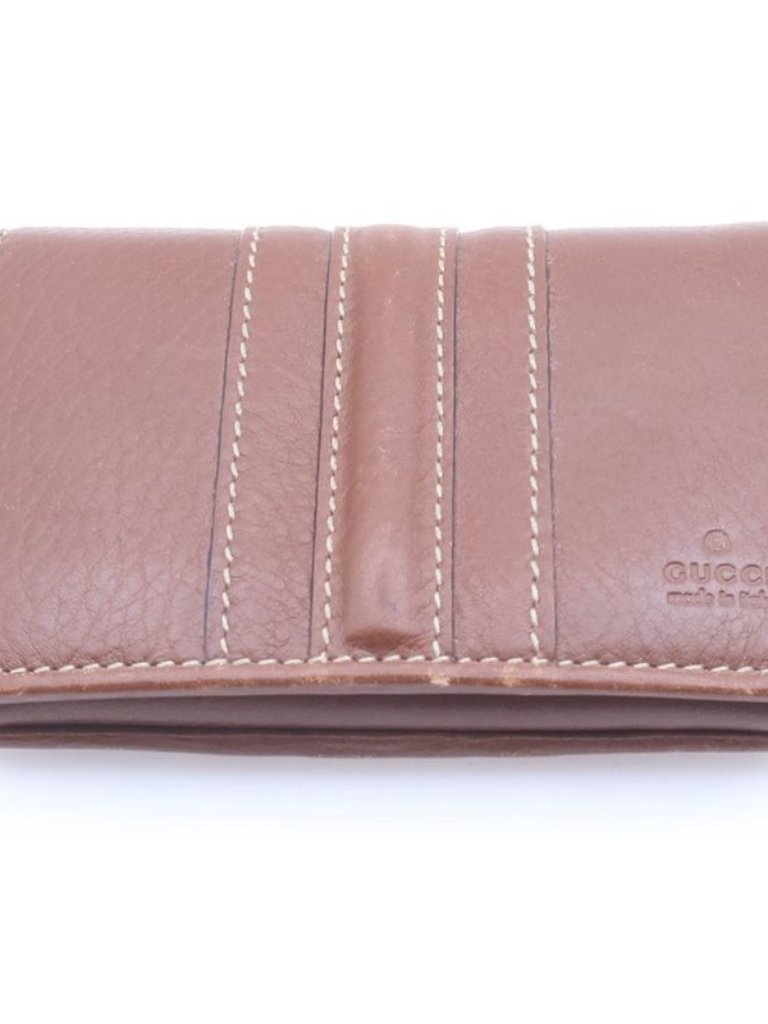 Gucci Leather Card Cade Case Business Holder Brown